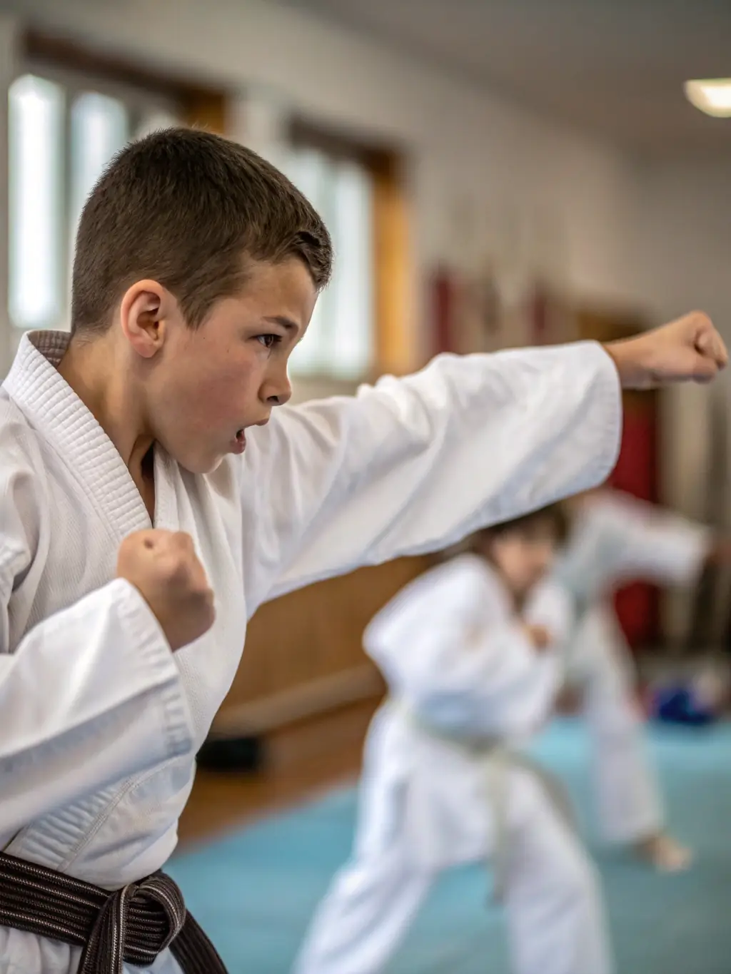 A close-up shot of a person confidently blocking a strike during a Krav Maga training session, emphasizing the personal safety aspect.